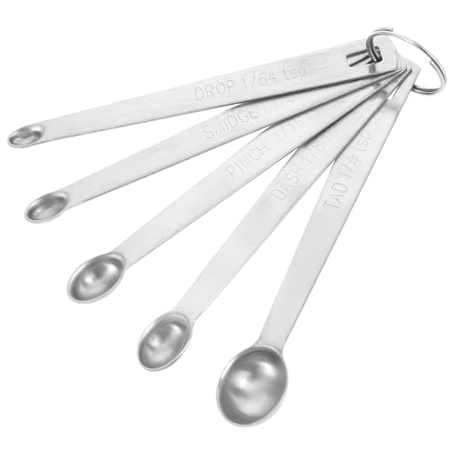 Aeaocvo Cucchiaio dosatore 5 pezzi, in acciaio inox, misurino piccolo, cucchiaino con scala, grammo, cucchiaio dosatore per spezie, misurino per piccoli barattoli