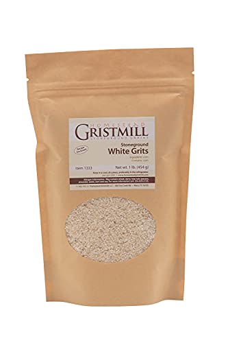 Homestead Gristmill Stone Ground White Corn Grits 2 Pack- Non-Gmo, Chemical-Free Finely Ground Stoneground Grits - Long Shelf Life - Made In The Usa - 1 Pound #TOP1
