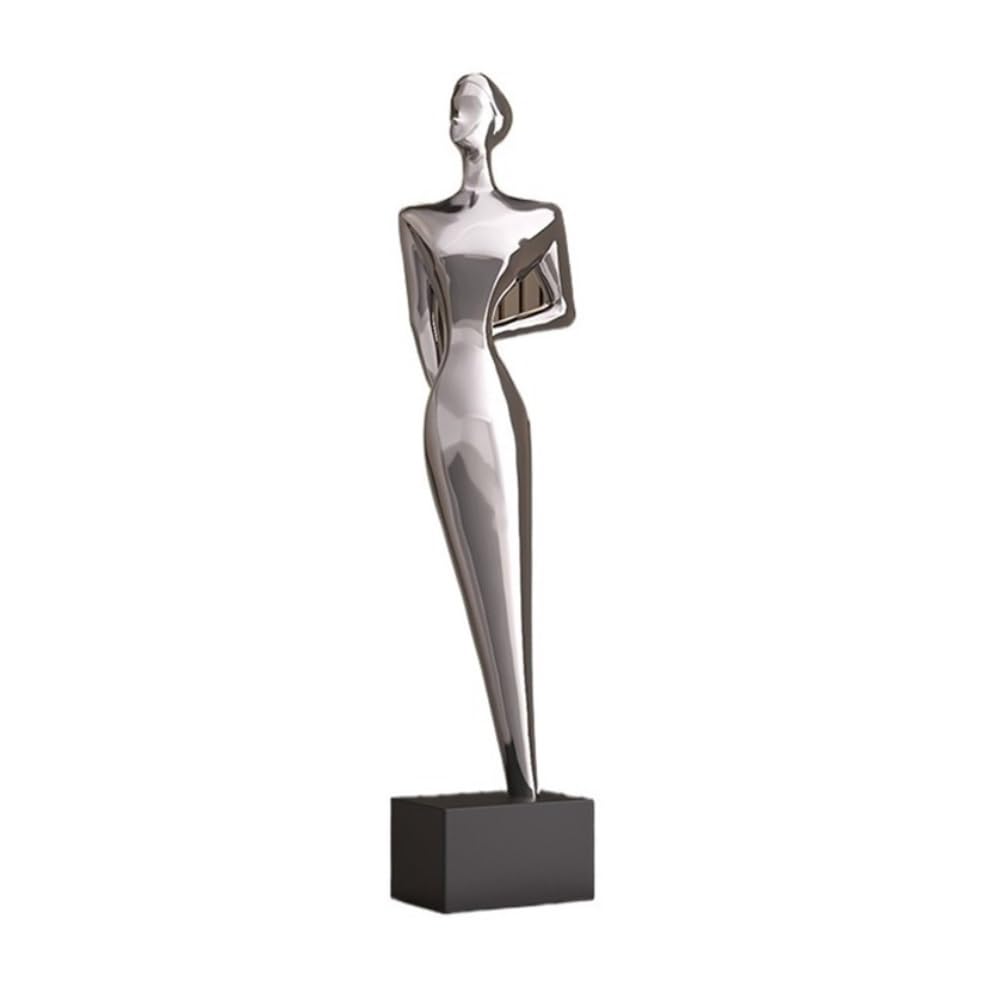 zhuyanbo007 Desk Statue, Porch Character Ornaments Living Room Light Luxury Home Accessories Housewarming Gifts(Silver)