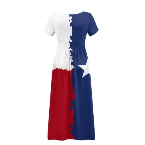 Image of Women's Fall Summer Short Sleeve Ankle Length V-Neck Party Dress with Pockets Size S-3XL