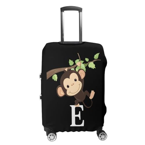 Cute Monkey And Letter E Travel Luggage Cover for Suitcase 19-32 Inches Elastic Washable Baggage Protector4