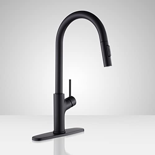 Achelous Black Kitchen Faucet with Pull Down Magnetic Docking Sprayer,Stainless Steel Pull Out RV Kitchen Sink Faucets,Single Handle Deck Mount,Grifos De Cocina (Black)