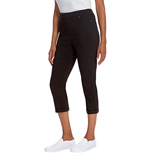 Women's Pants Size 2XL (XXL) Ladies' Roll Cuff Capri Black2