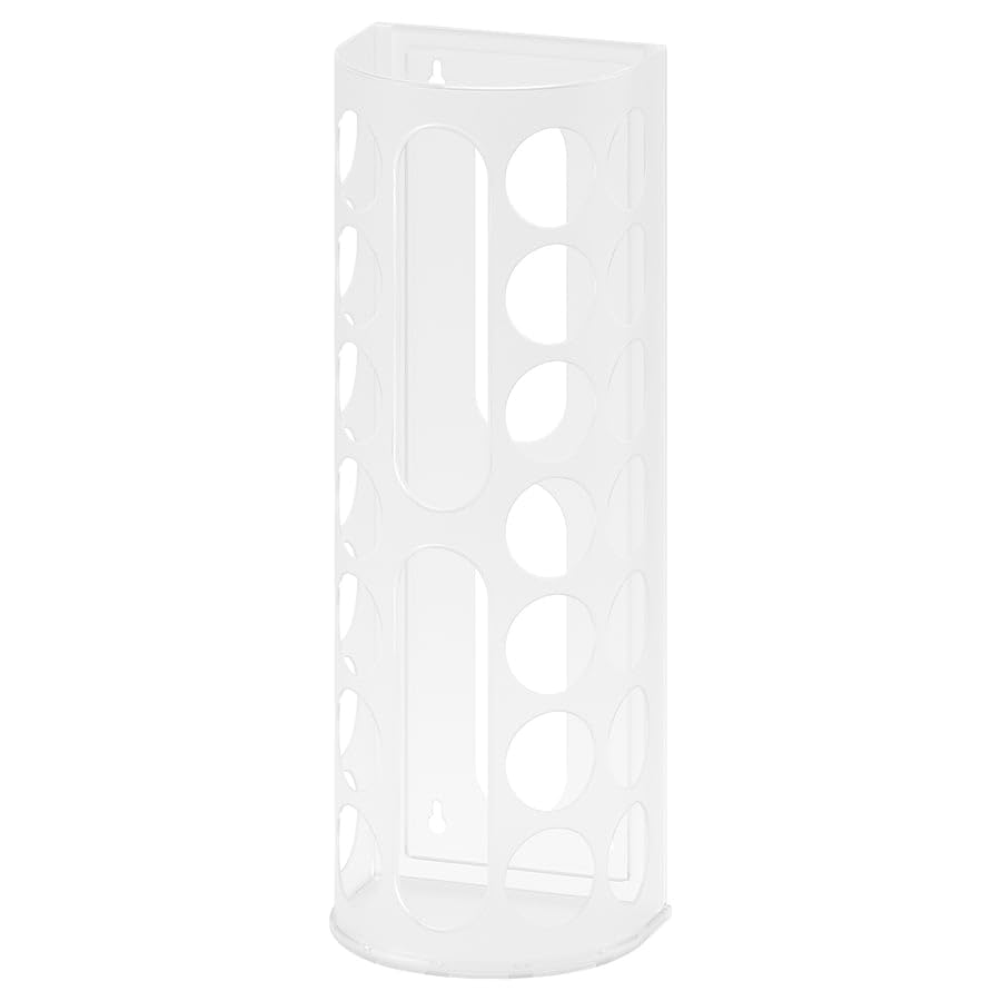 VARIERA Plastic Bag Dispenser, White, Wall Mounted Reusable Plastic Carry Bag Holder, Space Saving Storage Organizer for Kitchen, Pantry, Utility Room & Laundry-image-3