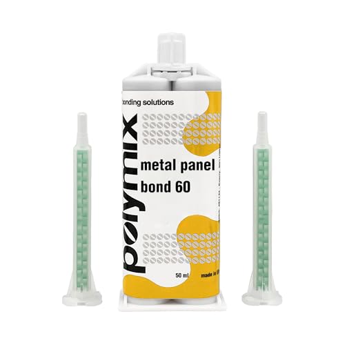 Polymix Metal Panel Bond 60 Adhesive 50ml Cartridge & Two Application Mixing Nozzles