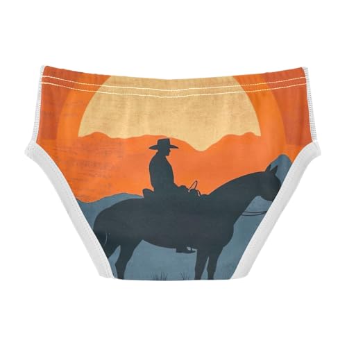 Cowboy Sunset Orange Cotton Underwear, Tag-Free Comfort Boy Underwear 2T2