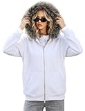 Wyeysyt Women's Y2k Hoodie Jacket Faux Fur Zip Up 2000s Clothing Emo Grunge Coat 90S Hood Vintage Teen Sweatshirts(White,M)