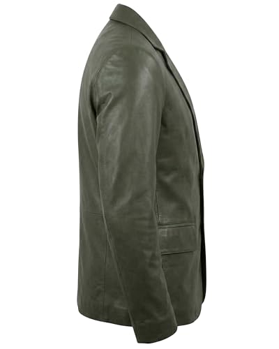 Image of Men's Leather Blazer - Lambskin Leather Blazer Men Genuine Leather Jacket Blazers - Men's Real Leather Sport Coat