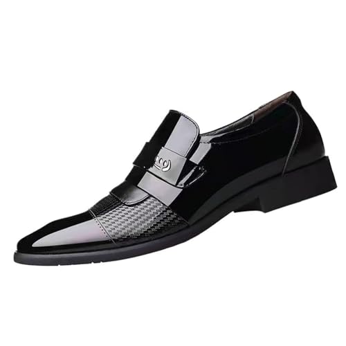 Men's Leather Oxfords Shoes Slip-On Luxury Wedding Tuxedo Loafers for Office