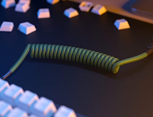 Image of GLORIOUS Coiled Keyboard Cable - Coiled USB C Cable Artisan Braided Cables for Mechanical Gaming Keyboard Coiled Cable - Custom Keyboard Cable (Nebula)
