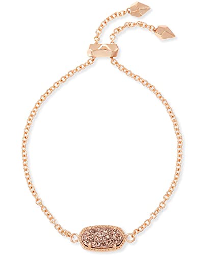 Kendra Scott Elisa Pendant Necklace, Lee Drop Earrings And Elaina Adjustable Chain Bracelet Bundle, Fashion Jewelry For Women, 14K Rose Gold-Plated, Rose Gold Drusy #TOP3