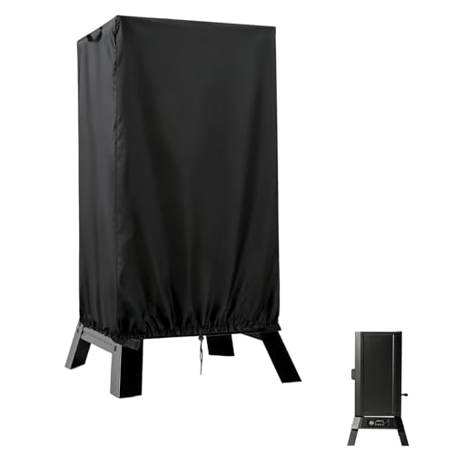 Flymer Smoker BBQ Abdeckung, 500D Heavy Duty Smoker Cover für Masterbuilt Digital Smoker mit Griffen, wasserdichte Smoker Grill Abdeckungen, 61 × 57 × 103 cm, Schwarz