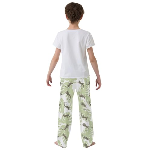 ZZXXB Iguana Leaves Boys Long Pants Soft Trousers Elastic Waist Kids Lounge Bottoms with Pockets S-XL3