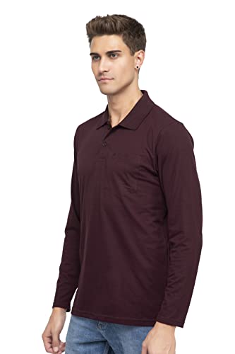 Image of Polo Full Sleeve t Shirt for Men Cotton with Pocket and Collar - Regular Fit Tshirt