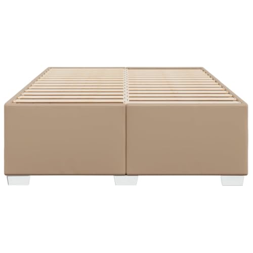 vidaXL Bettgestell, Bettrahmen mit Lattenrost, Polsterbett Bett für Schlafzimmer, Doppelbett Schlafzimmerbett, Cappuccino-Braun 140x200cm Kunstleder