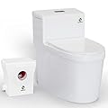 SUPERFLO Upflush Toilet for Basement One-piece Macerating Toilet System with AC Vent & 600W Macerator Pump | Rear Discharge Toilet Bowl with 3 Water Inlets For Shower, Laundry, Sink