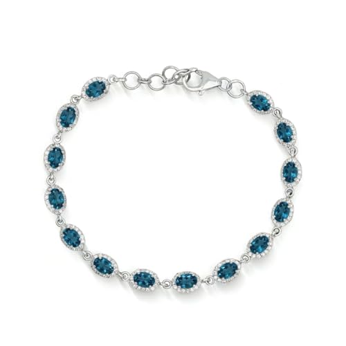 Bracelet topaze bleue de Londres en argent, cadeau femme idéal