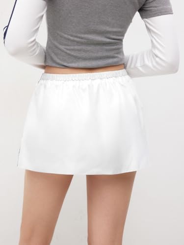 Aonoapll Women Casual Drawstring Mini Skirt Athletic Elastic Waist A Line Short Skirt Y2k Low Rise Micro Sweat Skirts3