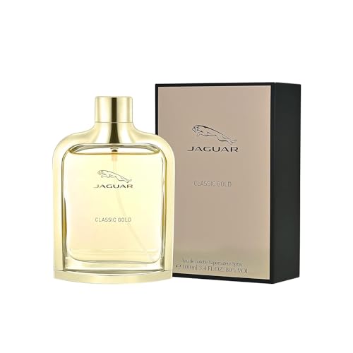 Image of Jaguar Classic Gold Eau de Toilette for Men | Long Lasting Fresh Aromatic Fougere Fragrance| Apple, Lime, Bergamot, Orange Blossom, Teak Wood, Patchouli, Vanilla & Musk | Designer Men's Perfume | Daily Wear Fragrance Gift for Him | 100ml