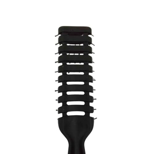 Image of Professional 9 Rows Curved Shape Ball Tip Bristles Medium Vented Flat Hair Styling Brush with Plastic Handle Ideal for Men and Women, Black
