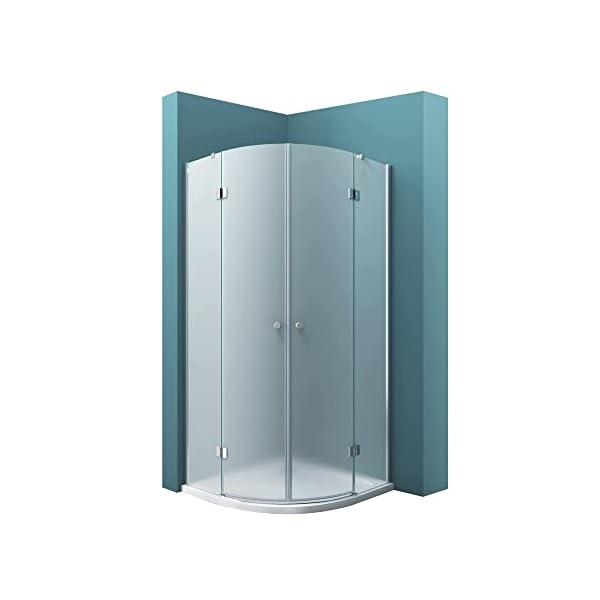 Mai & Mai Viertelkreis-Dusche R02VS Milchglas-Duschkabine 90x90x190cm 2 Pendeltüren 6mm ESG-Sicherheitsglas inkl. Nano-Beschichtung