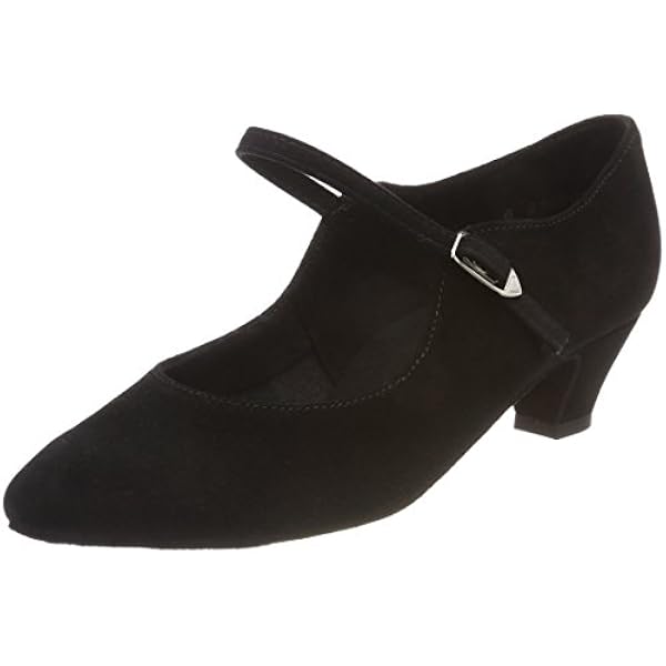 Diamant Donne Scarpe da Ballo 050-047-001 - Scamosciato Nero - 4,5 cm Cuban - Made in Germany