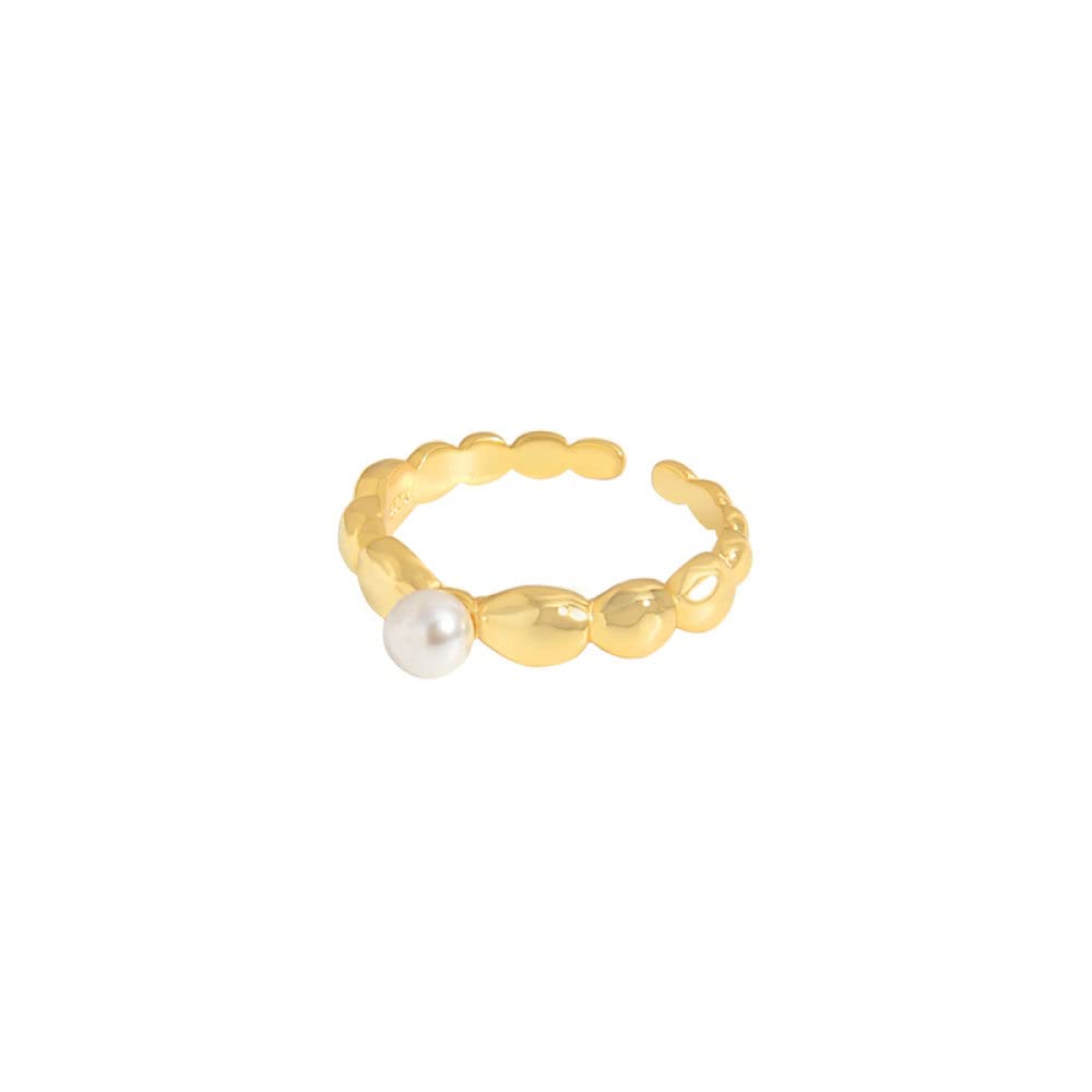 Anello In Argento 925 Da Donna,S925 Sterling Silver Perla Geometrica Anello Anelli Regolabili Minimalista Anello Aperto Argento Thumb Ring Eternity Ring Fascino Di Nozze Gioielli Regali Per Uomini R