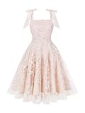 Sleeveless Spaghetti Strap Embroidered Floral Dress for Women Wedding Guest Summer Formal Prom Dress Short Vintage Cocktail Dress Flower Embroidery Tulle Dress Casual Tea Party Dress Light Pink S