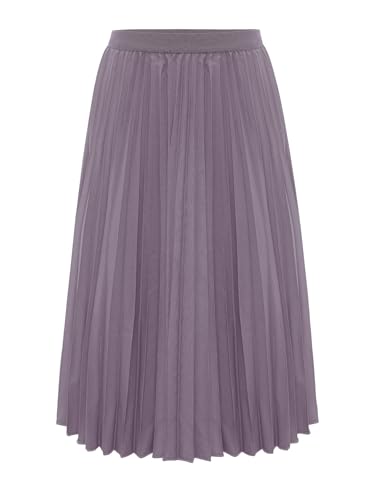 FEESHOW Kids Girls High Waist Long Pleated Party Swing Skirts Casual Solid Color Knee Length Maxi Skirts