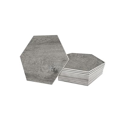 Avant Decor | Peel and Stick Kitchen Backsplash Tiles | Stone Composite Hexagon Wood Grain | Stick On Wall Tiles | Easy DIY Installation | 6” x 6.9” | Box of 30 Tiles