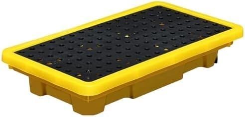 TIST Oil Spill Collection Pallets Oil Spill Collection Platforms Polyethylene Oil Spill Platforms with Drains Warehouses Factories Garages Pallets Modular Stackable Oil Drum Pallets(66x36x12CM)