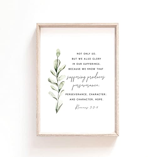 Romans 5:3-4 We Also Glory In Suffering Perseverance Endurance Character Hope Bible Verse Wall Art Print Scripture Rejoice Poster,181