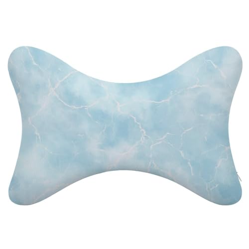DuduYH Light Blue Marble with White Veins Car Neck Pillows Set of 2, Travel Neck Pillows Head Rest Automobile Bone Pillow for Car Seat