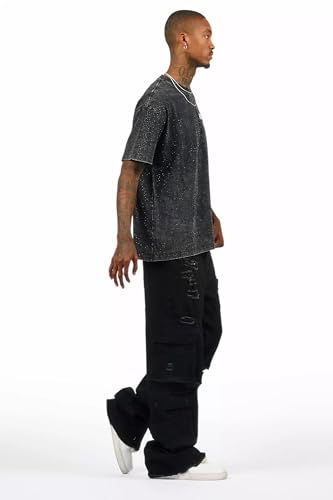 Men's Keylor Black Distressed Baggy Fit Jean in4