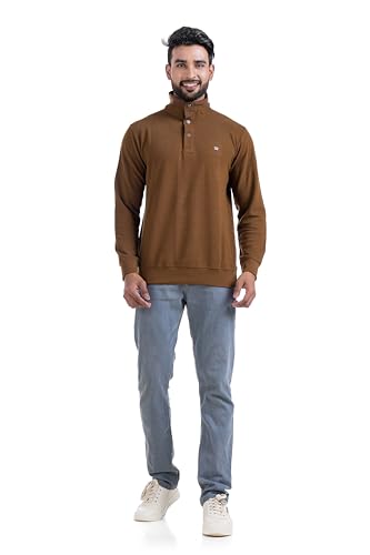 Image of Men's Sweat Shirts with Zippered, Full Sleeves Solid /Relaxed & Regular Fit Pure Cotton Sweater /Comfortable and Casual Winter Wear for College, Office