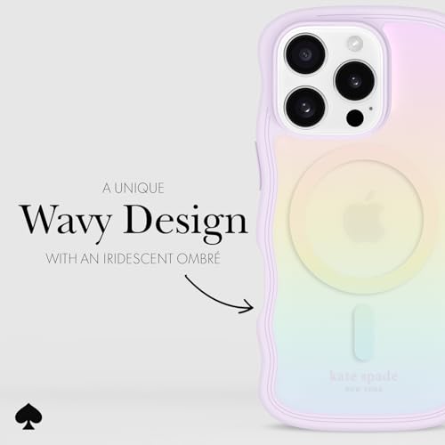 Image of kate spade new york iPhone 16 Pro Case - Wavy Opal Iridescent | Compatible with MagSafe - Lightweight Designer Case for iPhone 16 Pro w /Anti-Scratch Coating and Wavy Iridescent Ombre Design