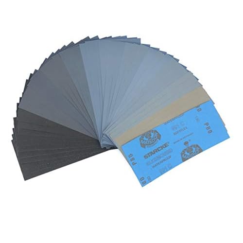 Schleifpapier Set 45 Stück | Made in Germany | Körnung von 80 bis 3000 | Wasserfest Nass & Trocken | Deutsche Premium Profi Qualität von Starcke Matador | Für Auto, Holz, Stein, Lack, Metall, Glas