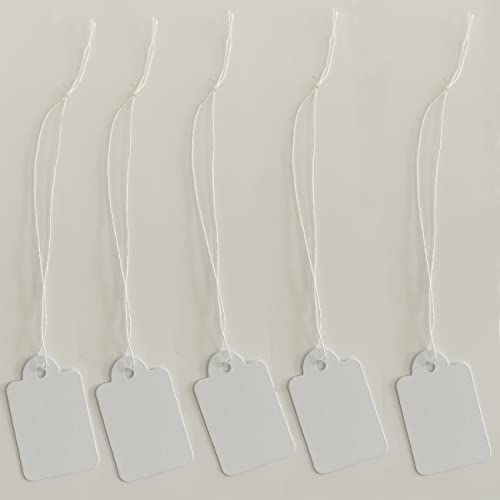 500Pcs Price Tags With String Attached White Marking Tag Small Paper Price Labels Clothing Hanging Stickers Blank Labeling Strung Label Hang Tags For Pricing Jewelry Yard Sale Retail #TOP6