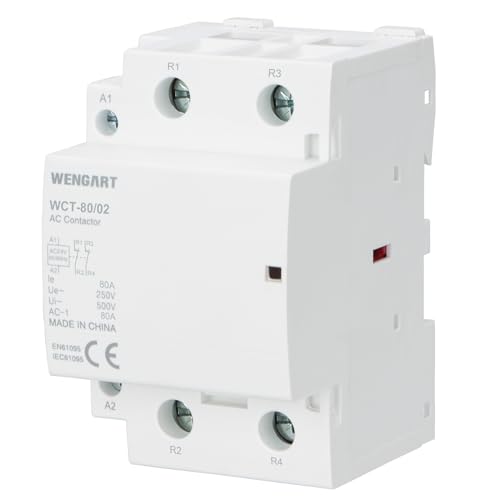 Wengart AC Schütz WCT-80, 2NC AC24V Bobina 80A, contactor duradero de 2 polos, ideal para control de HVAC y luz, carril DIN