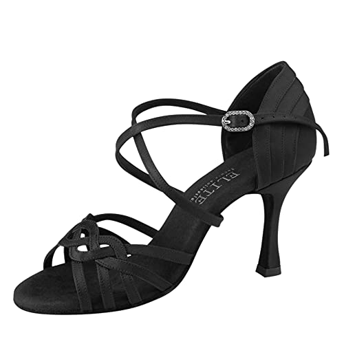 Chaussures de danse en satin noir Rummos Gaia pour un maintien parfait des pieds