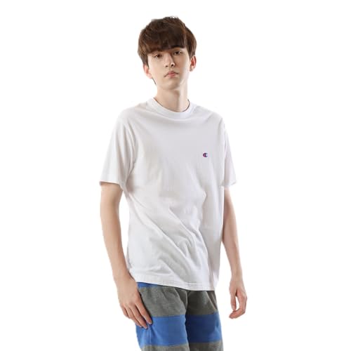 Champion C3-P300Z/C3-X352L Men's Short Sleeve T-Shirt, Short Sleeve, Short Sleeve T-Shirt, Short Sleeve, 100% Cotton, Classic, white, Large