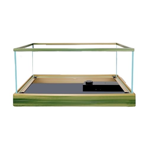 Maceteros para Pecera Transparent Glass Aquarium with Decorative Border Living Room Office Ornamental Glass Aquarium Desktop Transparent Fish Tank Turtle Tank Decorativo(43x26x21cm)
