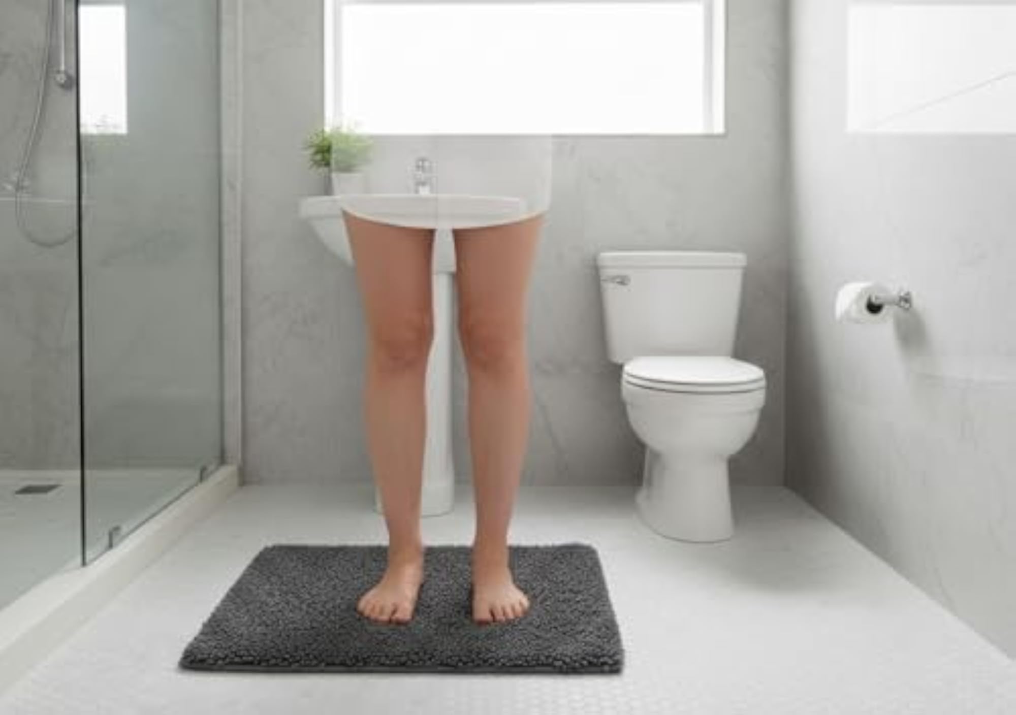 Soft Microfiber Rectangular Bath Mat, Quick Dry, Anti-Skid
