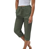 Offerte Oggi,Pantaloni Donna Estivi,3/4 Leggeri Larghi Pinocchietti Cotone Comodi Pant Spiaggia Svago Pantalone con Tasche Capri Pantalone Vita Alta Eleganti Pantaloni Donna Estivi Corti Jeans