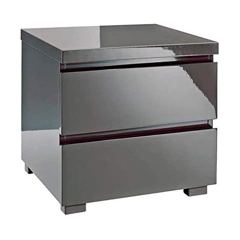 LPD Puro Charcoal Grey High Gloss Bedroom Range - Wardrobe Chest Bedside Desk(Bedside) Cover