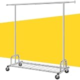 REIBII ハンガーラック 頑丈 パイプハンガー 大容量 洋服ラック 耐荷重100kg 幅130cm~190cm 縦横伸縮 物干し シングル おしゃれ 洋服掛け 服収納ラック キャスター付き 夏物約60着 冬物約35着 衣類収納 組立簡単 折り畳める 業務用 寝室/洗濯室/玄関 シルバー