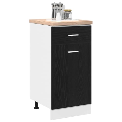 vidaXL Armoire Suspendue avec tiroir Chêne Noir 40 x 46 x 81,5 cm, Armoire de Cuisine Moderne, Design rectangulaire, Grand Espace de Rangement, matériaux...