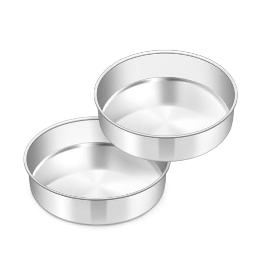 TeamFar Cake Pan Set of 2, 8 Inch Cake Pan Round Tier Cake Pan Set Stainless Steel, Healthy & Heavy Duty, Mirror Finish & Easy Clean, Dishwasher Safe