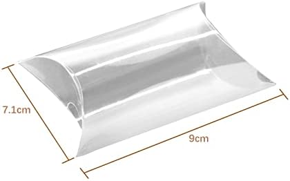 Trintion 50Pcs Pillow Gift Boxes 9x7.1x2.4cm Clear Candy Box Wedding Party Favor Gift Boxes for Wedding Birthday Party
