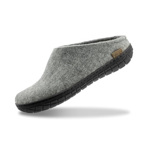Image of Glerups 100% quality wool mix Slipper with rubber sole - Unisex Slip-on